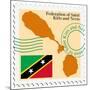 Stamp with Map and Flag of Saint Kitts and Nevis-Perysty-Mounted Art Print