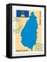 Stamp with Map and Flag of Saint Lucia-Perysty-Framed Stretched Canvas
