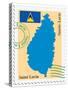 Stamp with Map and Flag of Saint Lucia-Perysty-Stretched Canvas