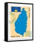 Stamp with Map and Flag of Saint Lucia-Perysty-Framed Stretched Canvas