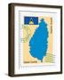 Stamp with Map and Flag of Saint Lucia-Perysty-Framed Art Print