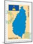 Stamp with Map and Flag of Saint Lucia-Perysty-Mounted Art Print