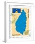 Stamp with Map and Flag of Saint Lucia-Perysty-Framed Art Print