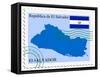 Stamp with Map and Flag of Salvador-Perysty-Framed Stretched Canvas