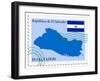 Stamp with Map and Flag of Salvador-Perysty-Framed Art Print