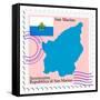 Stamp with Map and Flag of San Marino-Perysty-Framed Stretched Canvas