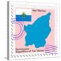 Stamp with Map and Flag of San Marino-Perysty-Stretched Canvas