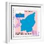 Stamp with Map and Flag of San Marino-Perysty-Framed Premium Giclee Print