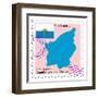 Stamp with Map and Flag of San Marino-Perysty-Framed Art Print