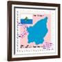 Stamp with Map and Flag of San Marino-Perysty-Framed Art Print