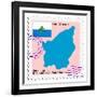 Stamp with Map and Flag of San Marino-Perysty-Framed Art Print