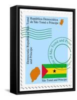 Stamp with Map and Flag of Sao Tome and Principe-Perysty-Framed Stretched Canvas
