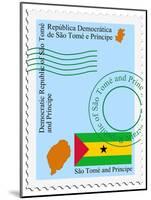 Stamp with Map and Flag of Sao Tome and Principe-Perysty-Mounted Art Print