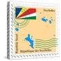 Stamp with Map and Flag of Seychelles-Perysty-Stretched Canvas