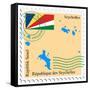 Stamp with Map and Flag of Seychelles-Perysty-Framed Stretched Canvas