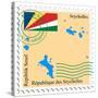 Stamp with Map and Flag of Seychelles-Perysty-Stretched Canvas