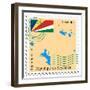 Stamp with Map and Flag of Seychelles-Perysty-Framed Premium Giclee Print