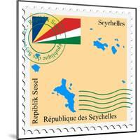 Stamp with Map and Flag of Seychelles-Perysty-Mounted Art Print