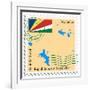 Stamp with Map and Flag of Seychelles-Perysty-Framed Art Print