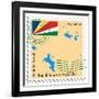 Stamp with Map and Flag of Seychelles-Perysty-Framed Art Print