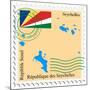 Stamp with Map and Flag of Seychelles-Perysty-Mounted Art Print