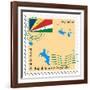 Stamp with Map and Flag of Seychelles-Perysty-Framed Art Print