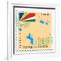 Stamp with Map and Flag of Seychelles-Perysty-Framed Art Print