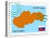 Stamp with Map and Flag of Slovakia-Perysty-Stretched Canvas