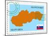 Stamp with Map and Flag of Slovakia-Perysty-Mounted Art Print