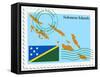 Stamp with Map and Flag of Solomon Islands-Perysty-Framed Stretched Canvas