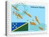 Stamp with Map and Flag of Solomon Islands-Perysty-Stretched Canvas