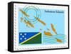 Stamp with Map and Flag of Solomon Islands-Perysty-Framed Stretched Canvas