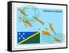 Stamp with Map and Flag of Solomon Islands-Perysty-Framed Stretched Canvas