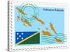 Stamp with Map and Flag of Solomon Islands-Perysty-Stretched Canvas