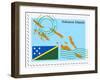 Stamp with Map and Flag of Solomon Islands-Perysty-Framed Art Print