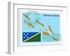 Stamp with Map and Flag of Solomon Islands-Perysty-Framed Art Print