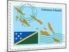 Stamp with Map and Flag of Solomon Islands-Perysty-Mounted Art Print