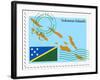 Stamp with Map and Flag of Solomon Islands-Perysty-Framed Art Print