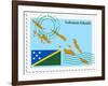 Stamp with Map and Flag of Solomon Islands-Perysty-Framed Art Print