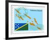 Stamp with Map and Flag of Solomon Islands-Perysty-Framed Art Print