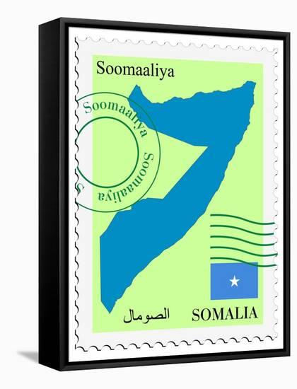 Stamp with Map and Flag of Somalia-Perysty-Framed Stretched Canvas