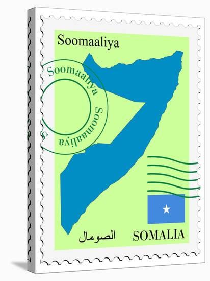 Stamp with Map and Flag of Somalia-Perysty-Stretched Canvas