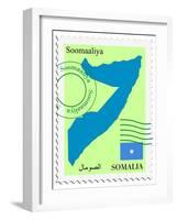 Stamp with Map and Flag of Somalia-Perysty-Framed Art Print