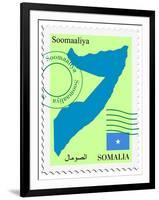 Stamp with Map and Flag of Somalia-Perysty-Framed Art Print