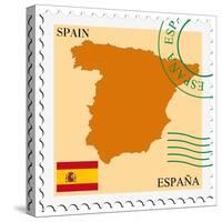 Stamp with Map and Flag of Spain-Perysty-Stretched Canvas