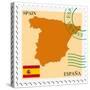 Stamp with Map and Flag of Spain-Perysty-Stretched Canvas