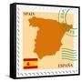 Stamp with Map and Flag of Spain-Perysty-Framed Stretched Canvas