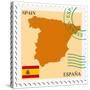 Stamp with Map and Flag of Spain-Perysty-Stretched Canvas