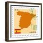 Stamp with Map and Flag of Spain-Perysty-Framed Premium Giclee Print