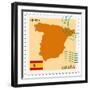 Stamp with Map and Flag of Spain-Perysty-Framed Premium Giclee Print